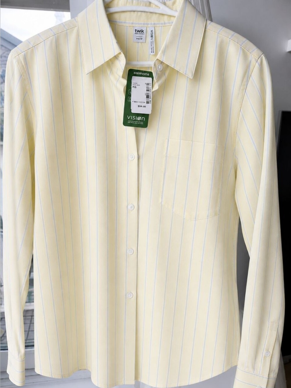 Simons Pale Yellow & Light Blue Pinstripe Long-Sleeve Shirt